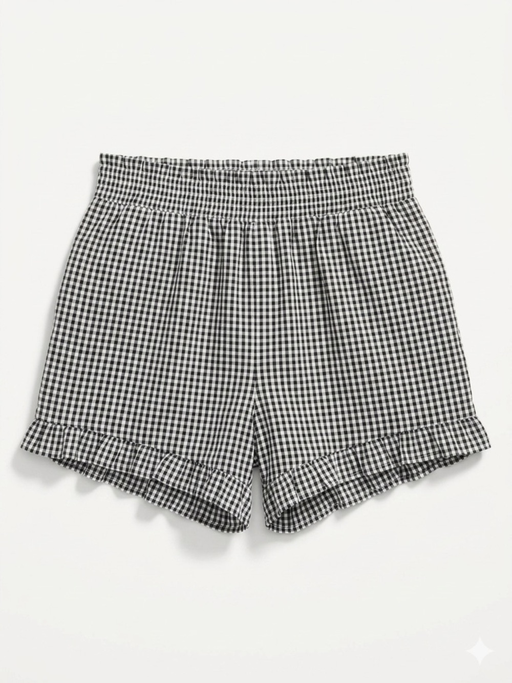 SHEIN Black & White Gingham Ruffle High Waist Shorts